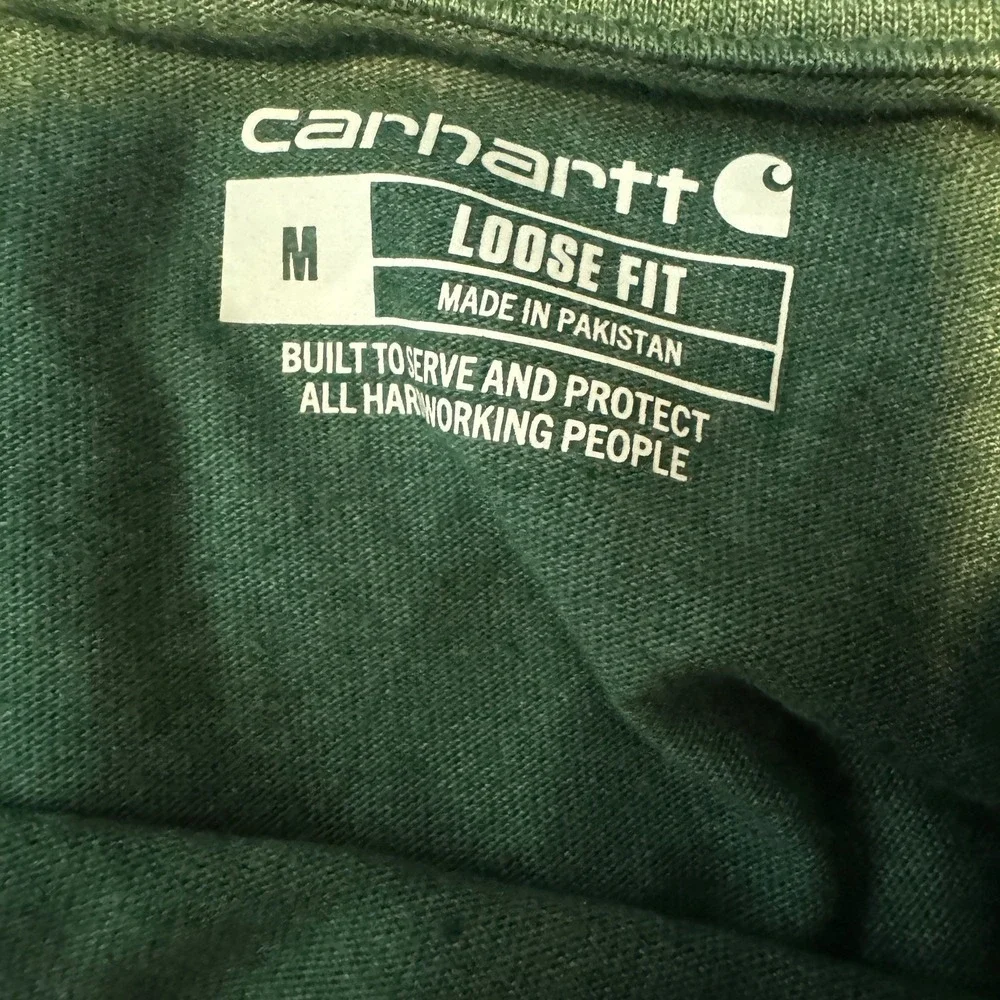 Carhartt K126 Men's Loose Fit Heavyweight Logo Pocket T-Shirt Med Green Work NEW